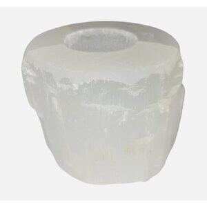 Selenite Crystal Tealight Candle Holder For Energy Healing Spiritual Ambience
